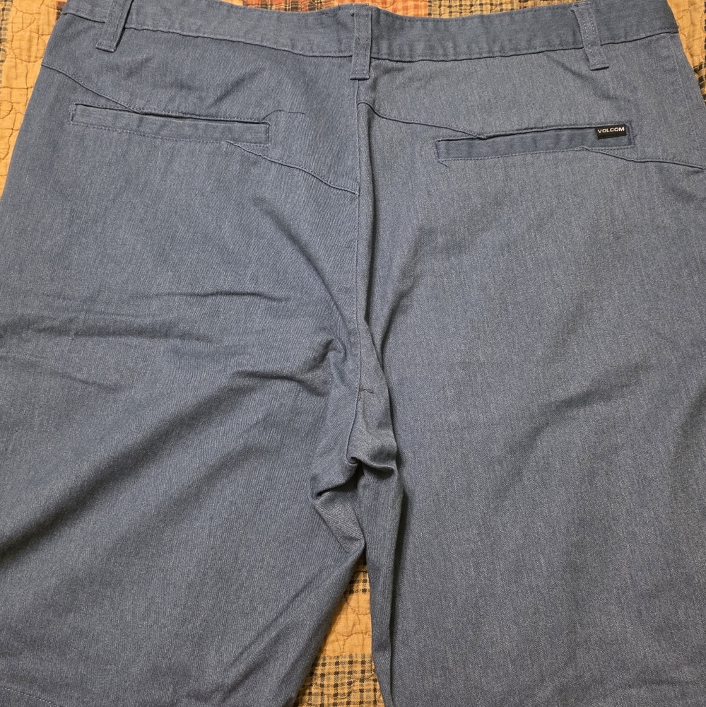 Volcom Blue Flat Front Shorts Casual Style